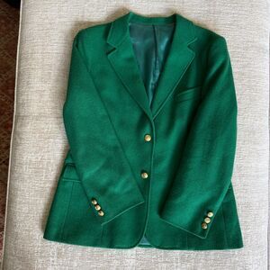 David Brooks LTD Women's Kelly Green Vintage Wool Jacket w/Gold Buttons Sz 14